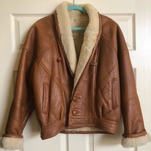 Shearling Italian leather lamb wool winter coat